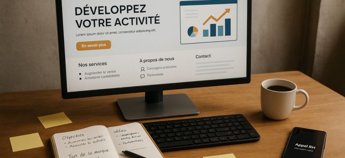 Éléments concrets d’un projet de candidature en cours de création sur un bureau de travail